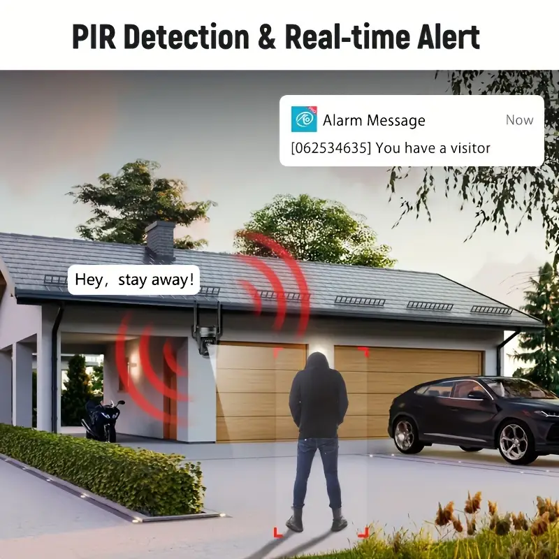 Caméra de surveillance solaire 1080p HD – vision nocturne et détection de mouvement