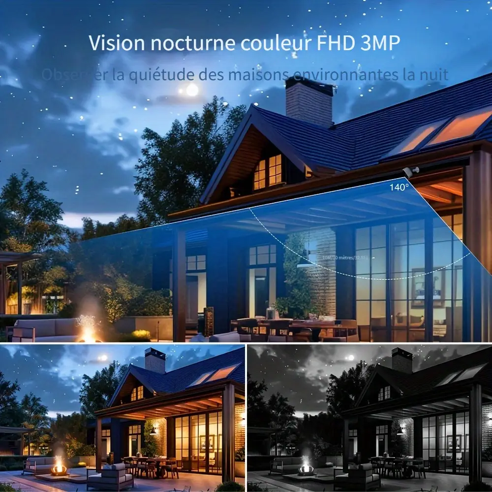 Caméras de surveillance solaires sans fil – pack de 4 avec détection de mouvement