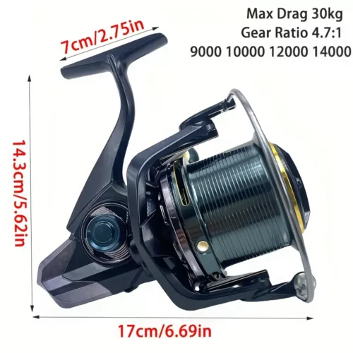 Moulinet de pêche haute résistance 30 kg – longue portée eau douce et salée