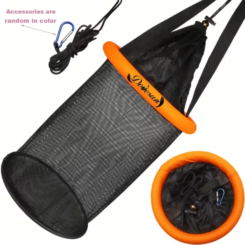 Panier de pêche pliable avec filet en nylon – rangement compact et durable