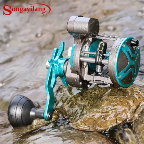 Moulinet traîne pêche main droite avec compteur de ligne et bobine 3+1 roulements