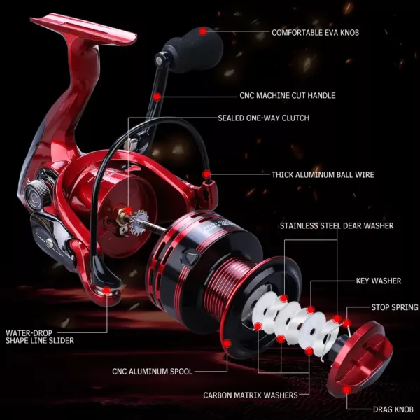 Moulinet de pêche 13+1BB en aluminium CNC – frein fluide, eau douce et salée